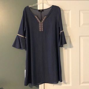 Denim dress with bell sleeves